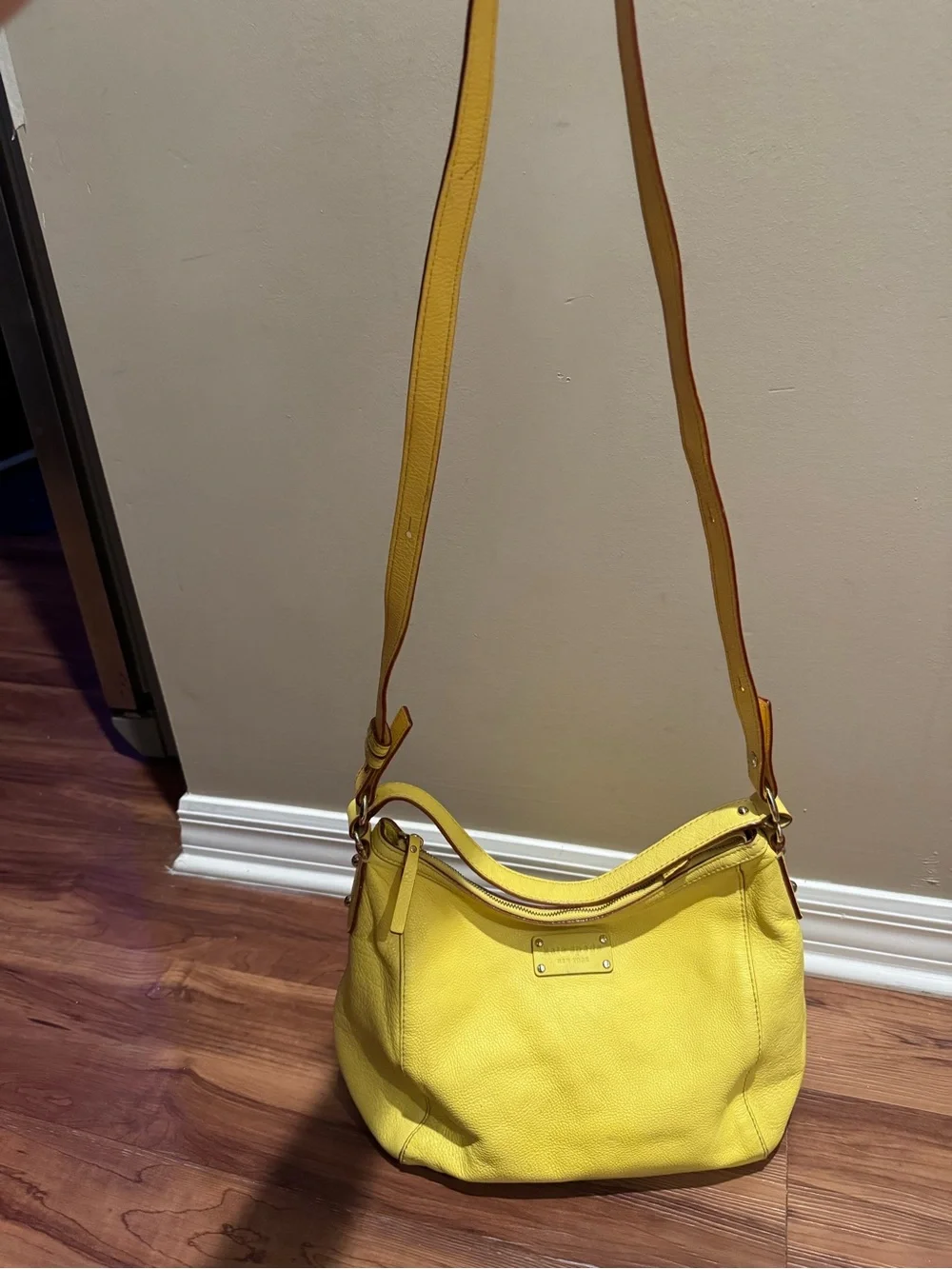 kate spade Bright Yellow Pebbled Leather Shoulder Bag